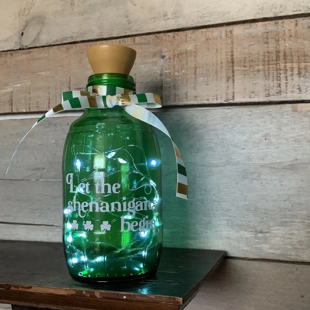 Playful Green Glass Bottle with Yellow Top